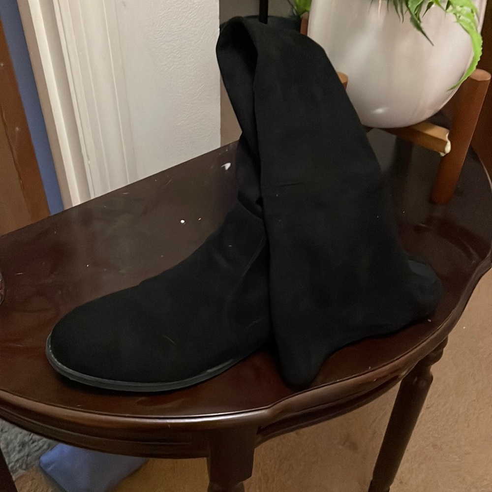 Thigh high suede boots